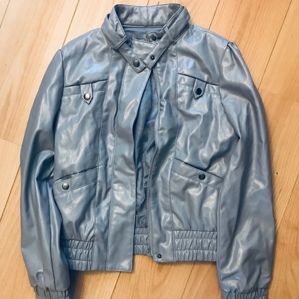 ☀️SALE☀️Periwinkle faux leather bomber